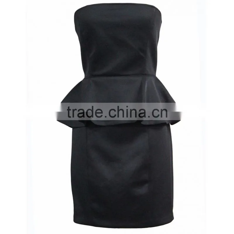 black evening dress,off shoulder peplum straight slim fitting metal zipper back sexy peplum dress