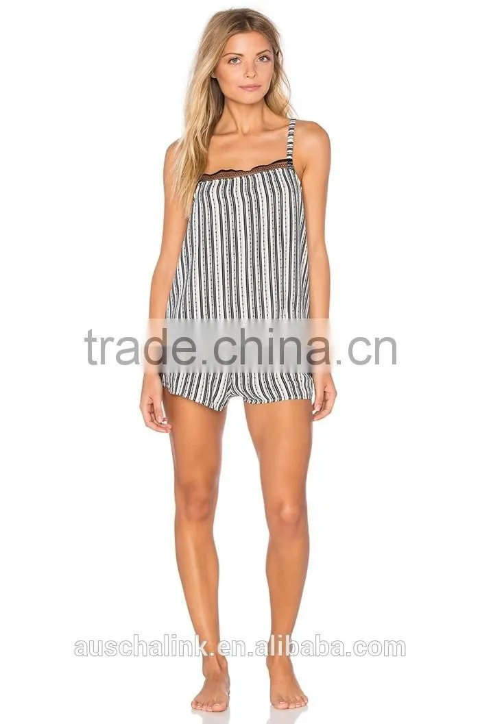 summer high quality railroad stripe women's sleep sexy shorts low price
