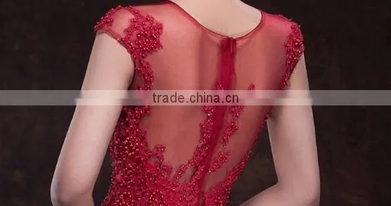 2014 red lace nude cap sleeve tube sex women party evening dress