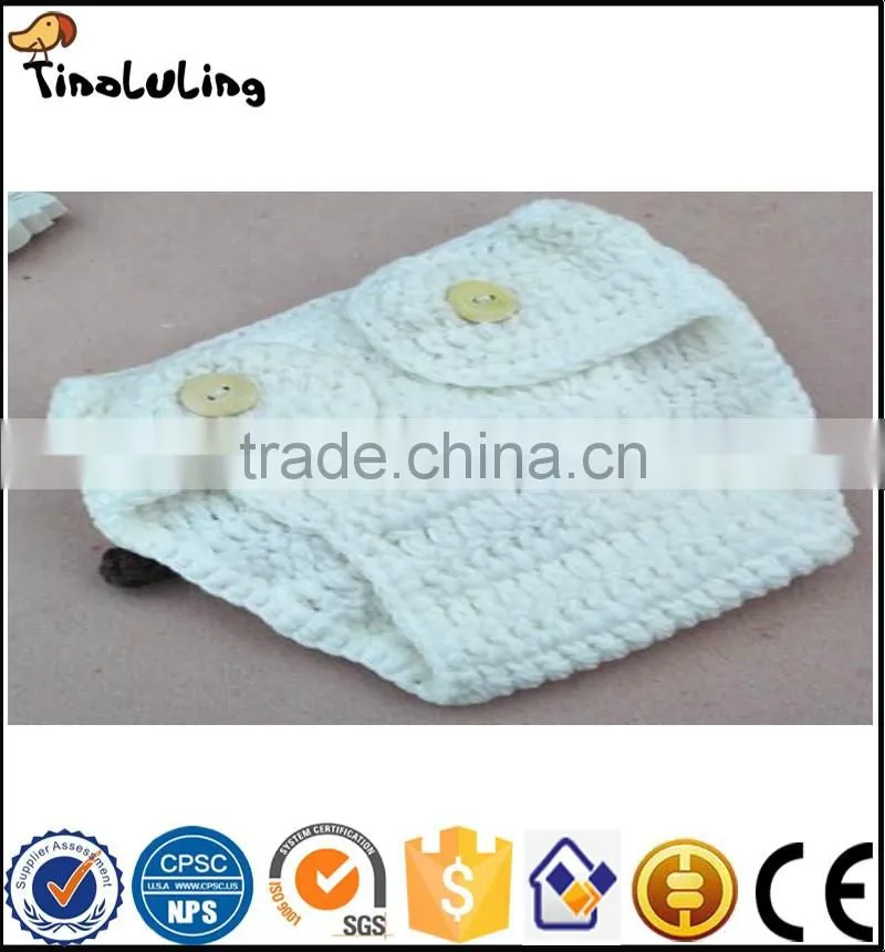 NPT22 Tinalulingwhite and brown colors dog design handmade knitting suit newborn baby photography props