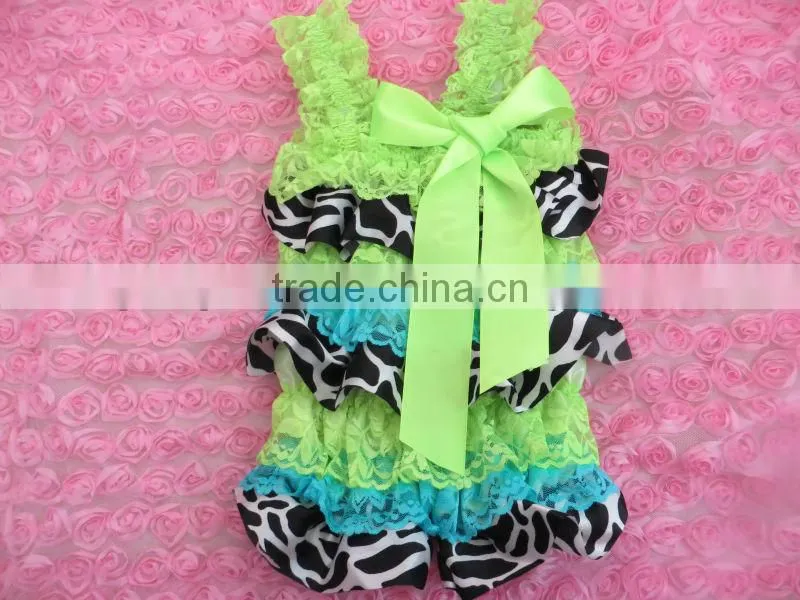 Infant Baby Girls Lace Posh Petti Ruffle Rompers Personal clothes with strap