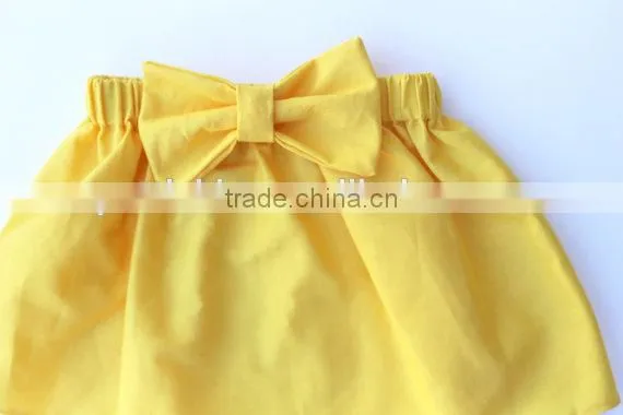 Wholesale children's boutique clothing yellow bowknot skirt plus size dressy skirts