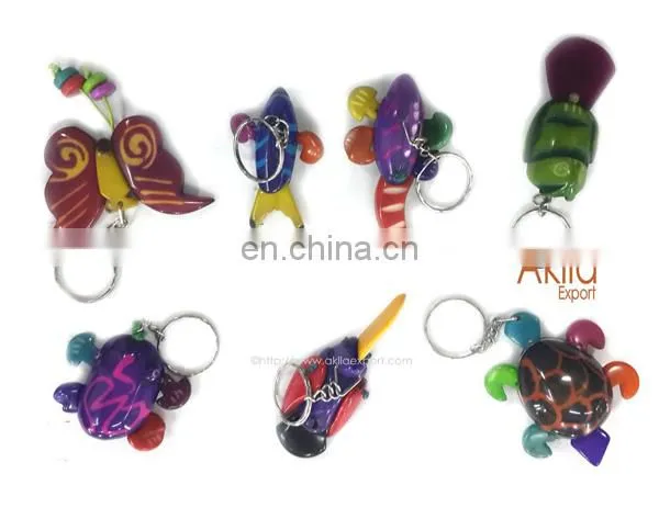 Animal Keychains of Tagua in Assorted Colors