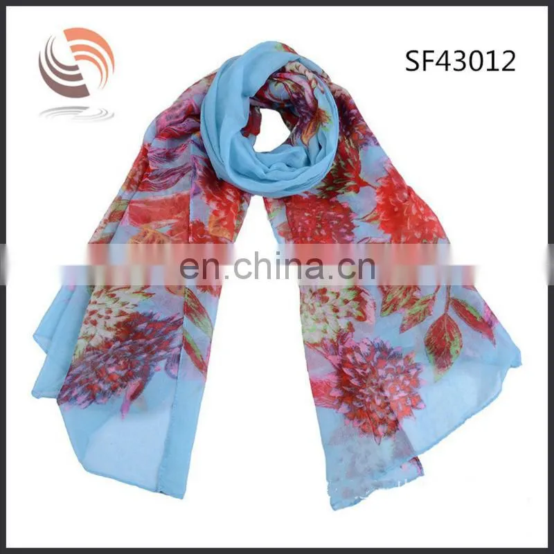 latest fashion spring polyester scarf flora scarf wholesale