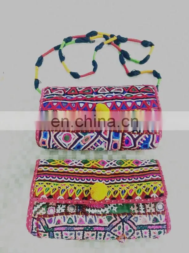 OLD RABARI HAND EMBROIDERY MIRROR BANJARA TRIBAL RARE ETHNIC KUCHI BAG