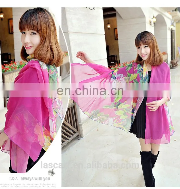 2015fashion style newest high quality silk georgette digital printing pashmina(SP887BL)