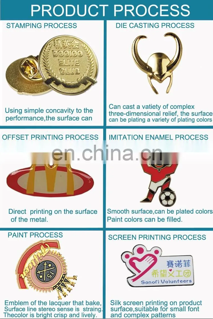 Wholesale Custom logo design metal iron clothing badge for working clothes school uniform