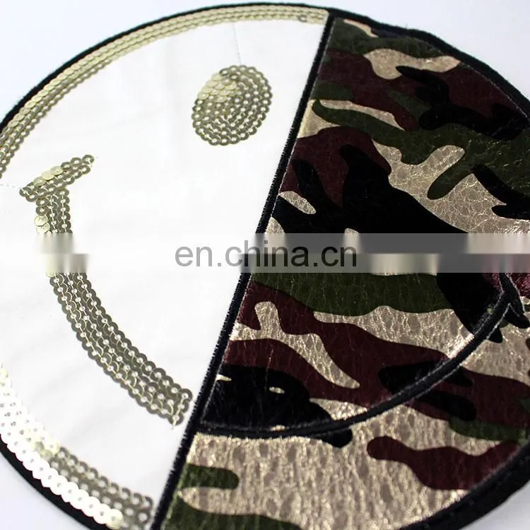 Hot Sale T-shirt Patch Heart Star Smiling Face Embroidery Patch With Camouflage And Sequins