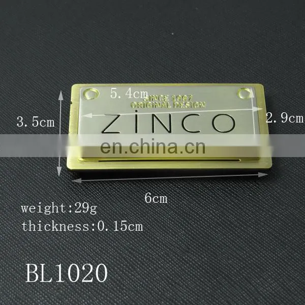 Custom metal luggage scutcheon,embossed logo bag nameplate