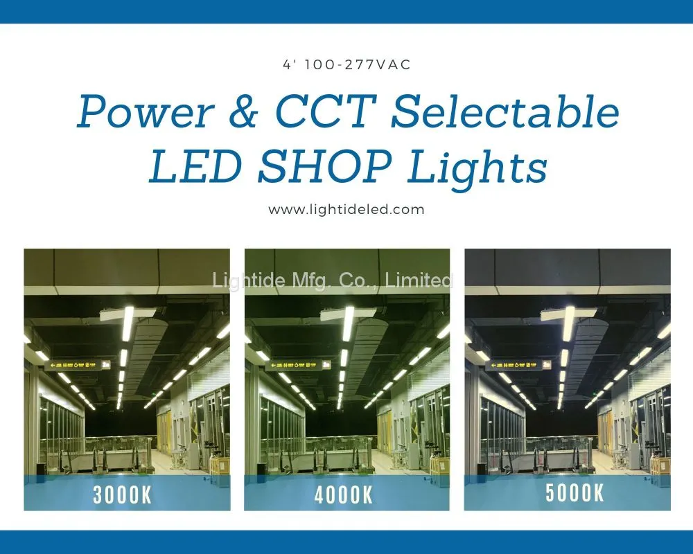 Lightde power & CCT selectable VAPOR-TIGHT led garage canopy lights