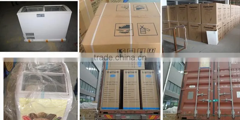 Curved glass door display ice cream chest freezer for supermarket