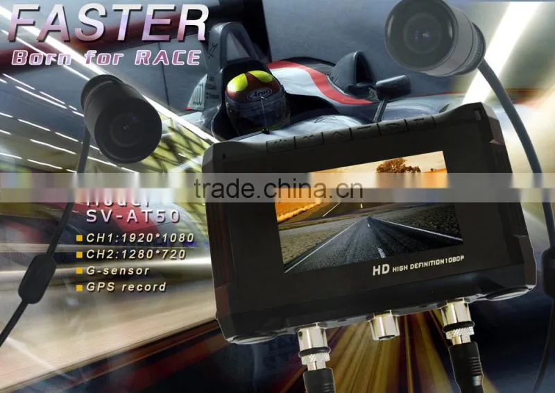Two channel and two lens 2.7inch screen with GPS and G-sensor racing Car DVR camera