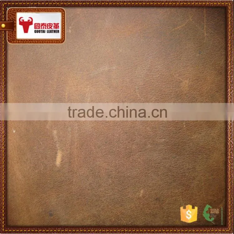 genuine china leather for shoes vintage style crazy horse pattern