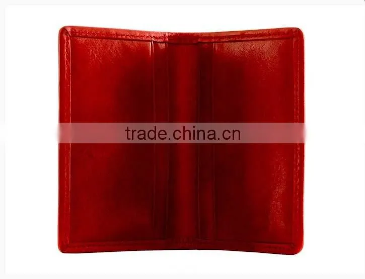 Top quality bifold simple design slim genuine leather card holder