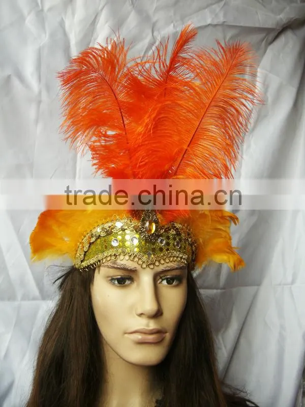 Magnificent Carnival Headdress (Orange Color) Lady headdress With Feather