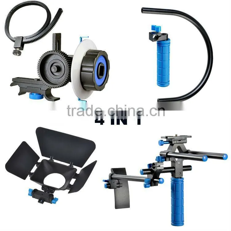 DSLR Rig Movie Kit Shoulder 15mm Rail Rod + Matte Box + Follow Focus For Canon Nikon Sony Video Camera