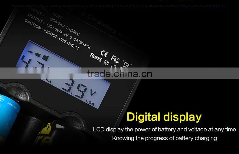18650 /26650/16340 battery dual slots chareger with HD LCD display