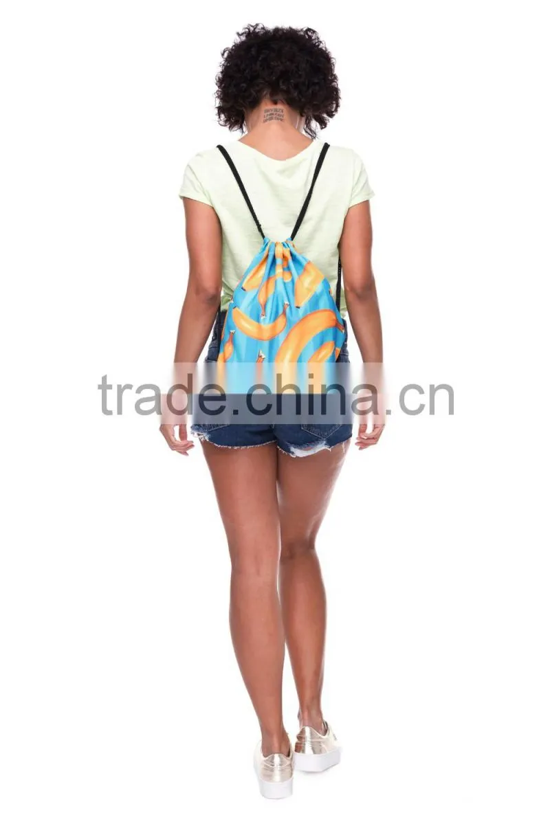 New Design 3D Printed Banana Custom Produce Blue Drawstring Bag