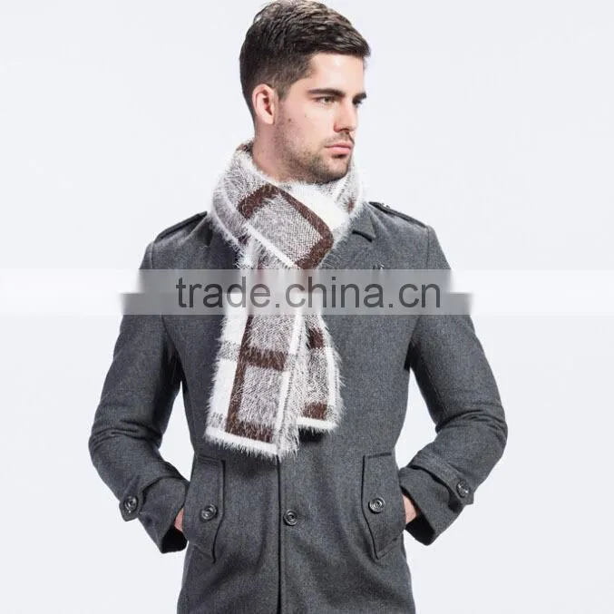 Two tones Plaid FLEECE men winter infinity Scarf fashion accessory