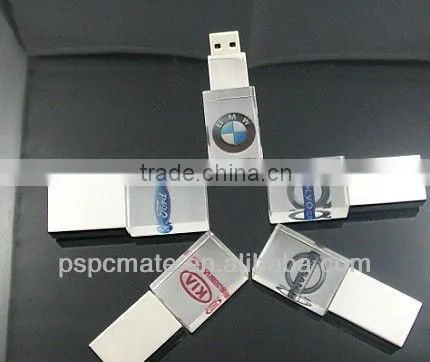 1GB-32GB crystal light up usb flash driver for gift promotion