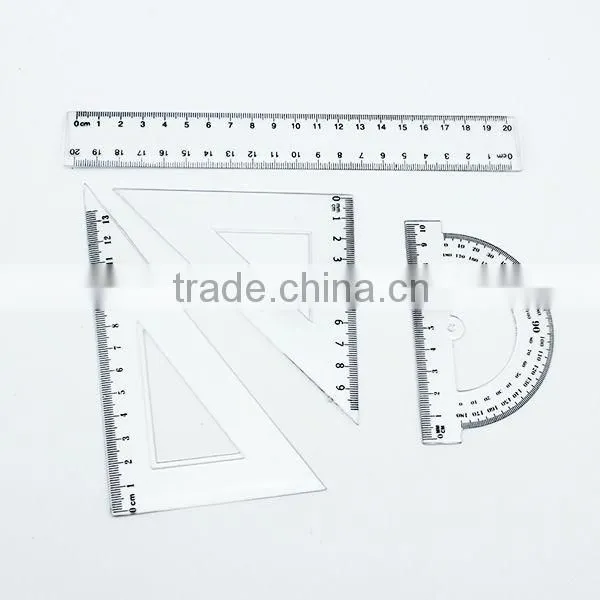 Factory Sale 20cm Geometric Triangle Protractor Plastic Ruler Set In Stock