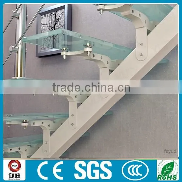 interior home frameless glass straight staircase