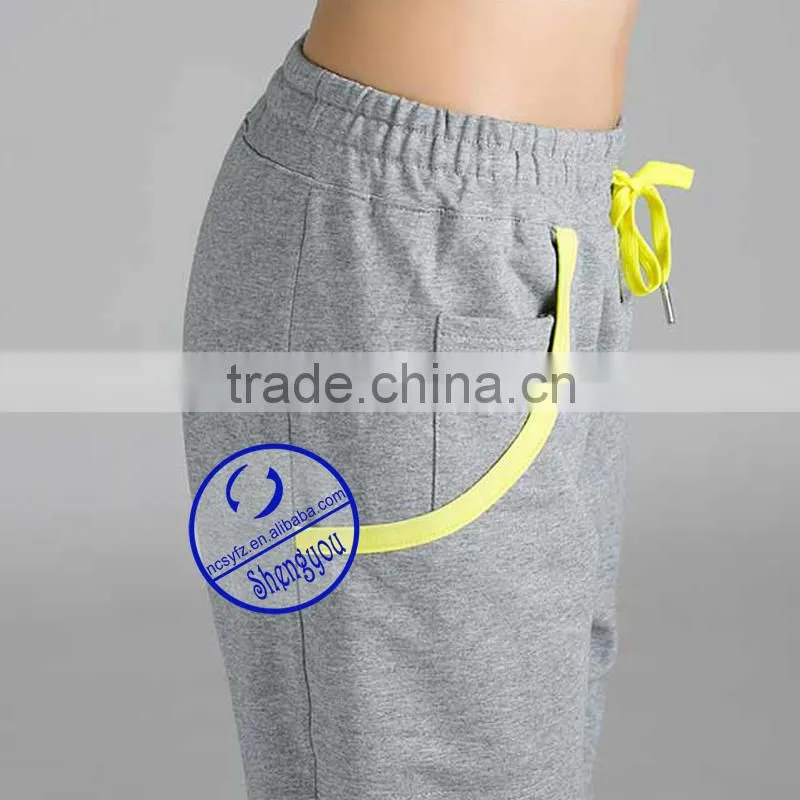 2015 Custom newest design woman grey fitted jogger pants