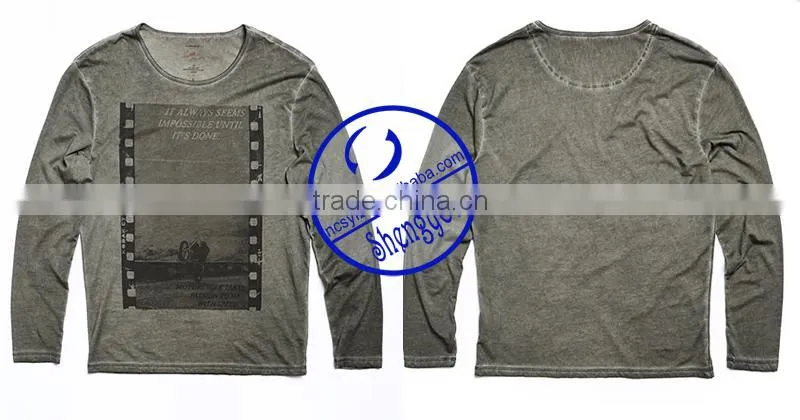 2015 China supplier custom long sleeve mens print t-shirt wholesale clothing
