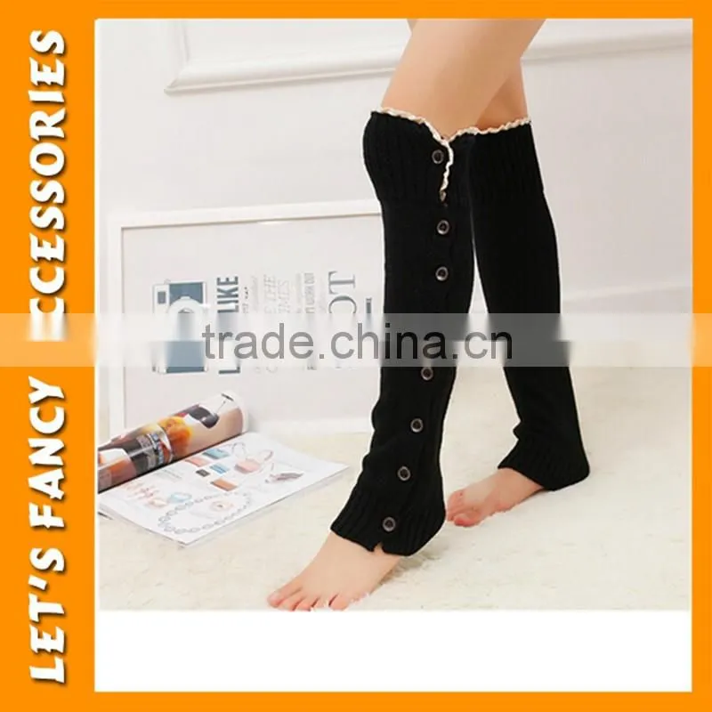 Black leg warmer wholesale available sexy leg warmer Hollow Knit Lace Button Boot Sock Leg Warmers PGLW-0002