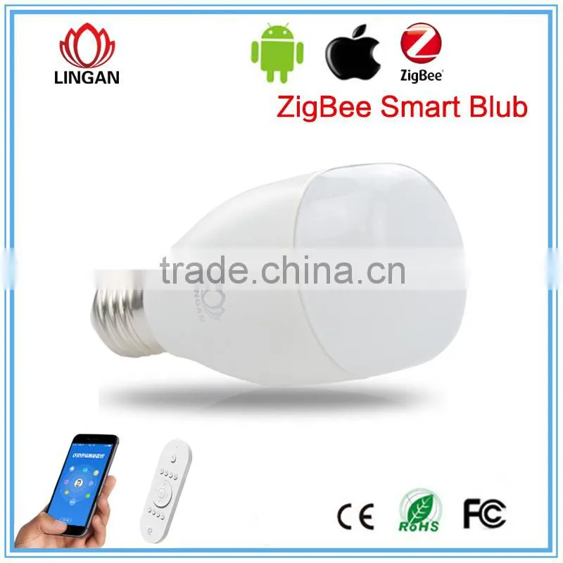 2015 new ablibaba product Zigbee control e27 6w led bulb smart lighting/internet remote control 6w LED smart lighting