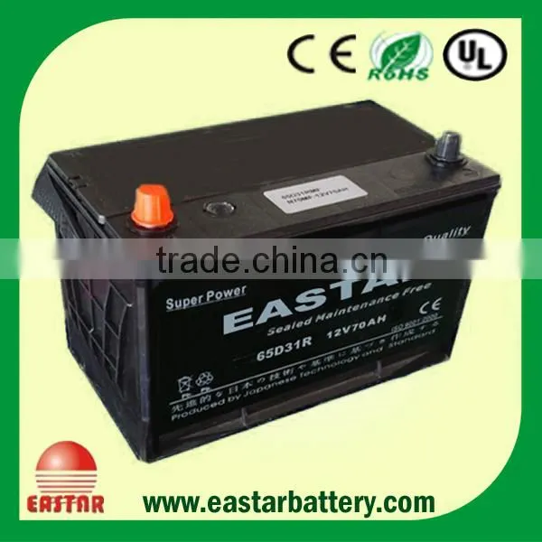 JIS Standard 12v 70ah Car battery 80D26L hybrid car battery