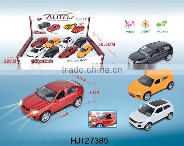fashion style pull back alloy car with light and music, metal music car toys