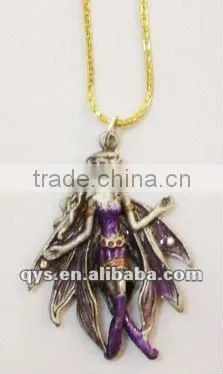 Flower Fairy Charm Pendant, Metal Necklace Pendant
