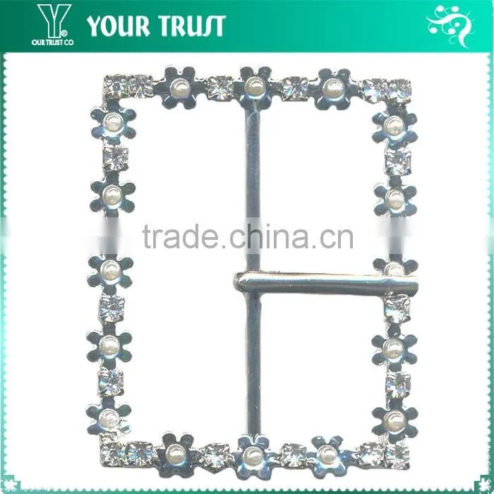 3MM Clear Cystal Rhinestone 8 Shape Rhodium Metal Belt Buckle