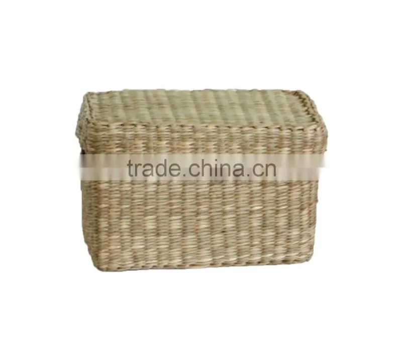 Cute seagrass box with lid, natural seagrass basket with very very cheap price
