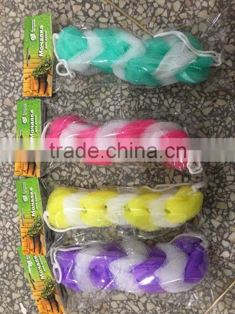new fashion colorful body back bamboo Linen Cotton long bath belt with hand shank