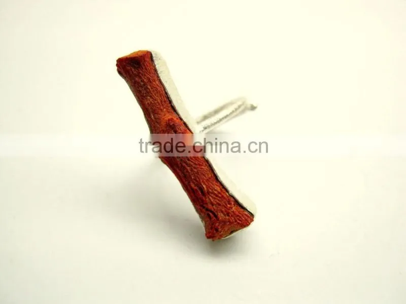Coral Raw Natural Gemstones Ring, Matt Finish Adjustable Rings, 925 Solid Sterling Silver Coral Rings