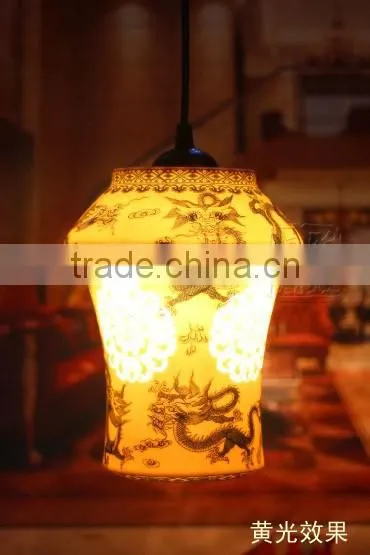 Vintage LED Pendant Light Blue White Porcelain Ceramic Loft Coffee Bar Restaurant Kitchen Lights
