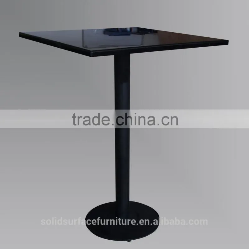 Square design black solid surface coffee tables