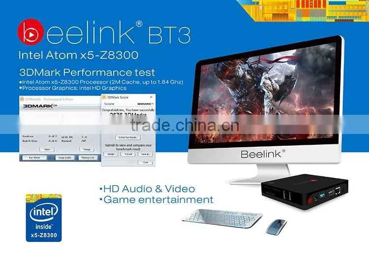 2G RAM 64G eMMC Flash Intel Mini PC powered by Atom x5-Z8300 Window 8.1 OS support 1000M LAN 2.4G/5G dual band wifi BT3 mini PC