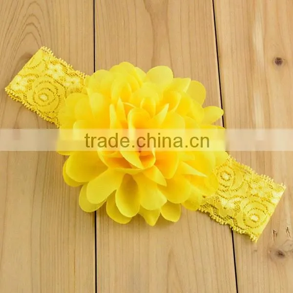lace elastics chiffon flower baby hair colorful head bands