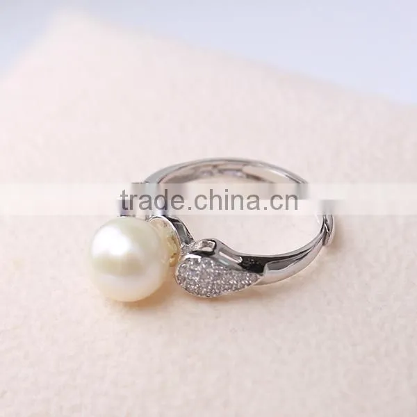 Freshwater pearl 925 silver new design pearl finger ring with a round pearl