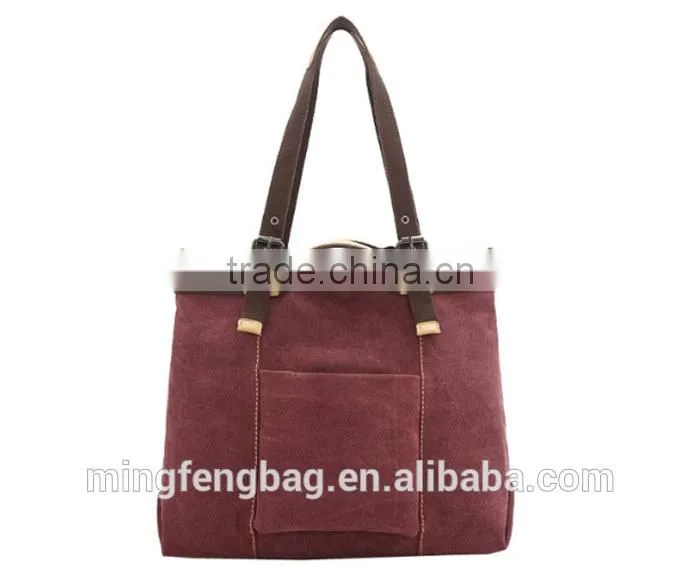 2016 Wholesale Custom lady hand bag Fashionable Tote Canvas Lady Bag