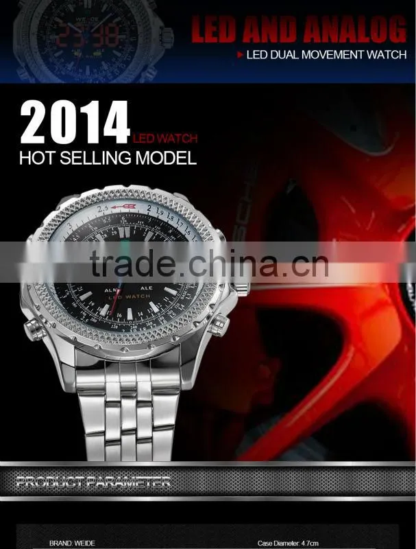 2014 New products WEIDE men's style casual dresses 30 meter waterproofed sports watch Japan quartz WH904 24-hour