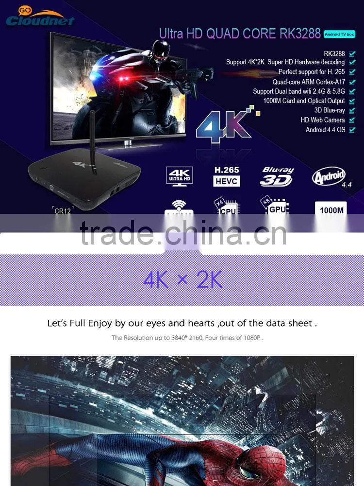 2016 Real Manufature for RK3288 Ultra Quad-core Android TV Box
