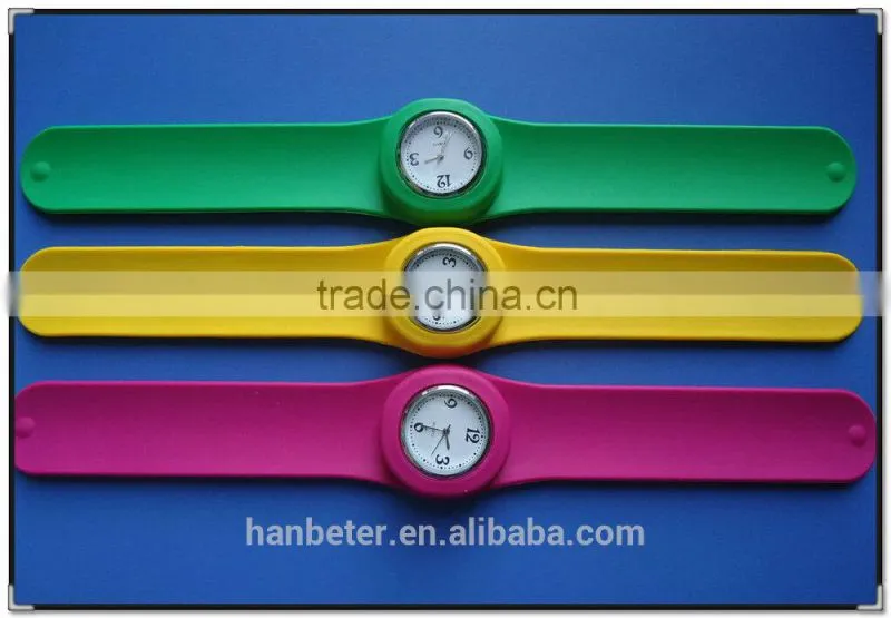 2014 latest waterproof vogue colorful silicone slap watch low cost wrist watch