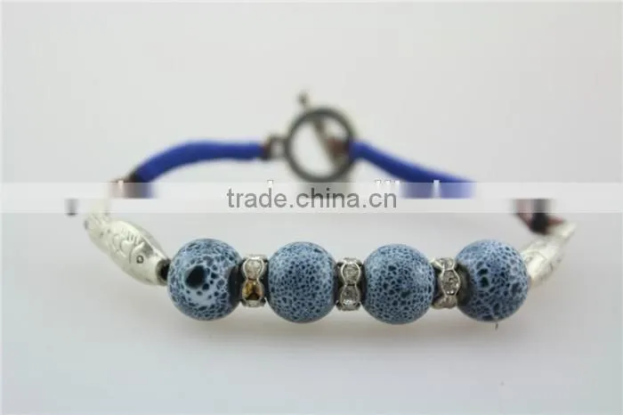 Bead ceramic wristband Bracelet , fish shape silver material bracelet