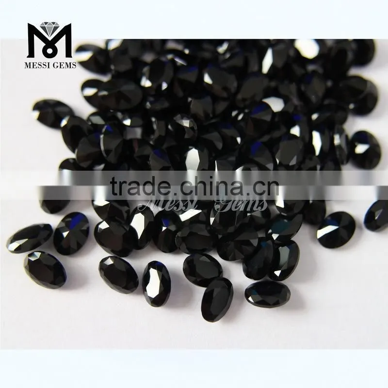 Chinese Wholesale Oval Cut 5*7 mm Agate Black Oval Stone