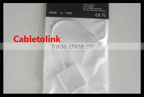 White color Micro HDMID male to VGA Female cable adapter Top quality
