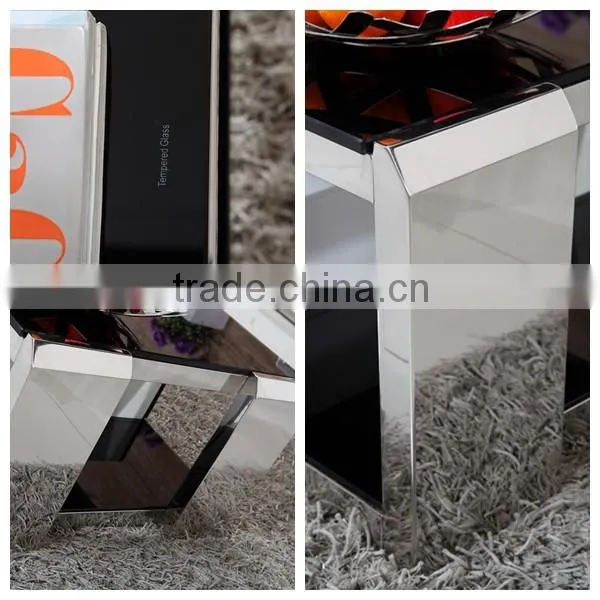 2016 Cheap stainless steel modern design glass center table
